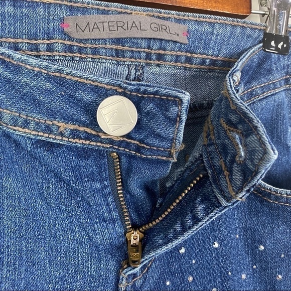 Material Girl Sparkly Rhinestone Distressed Tall Flare Jeans Women's Junior 7 - Picture 7 of 12